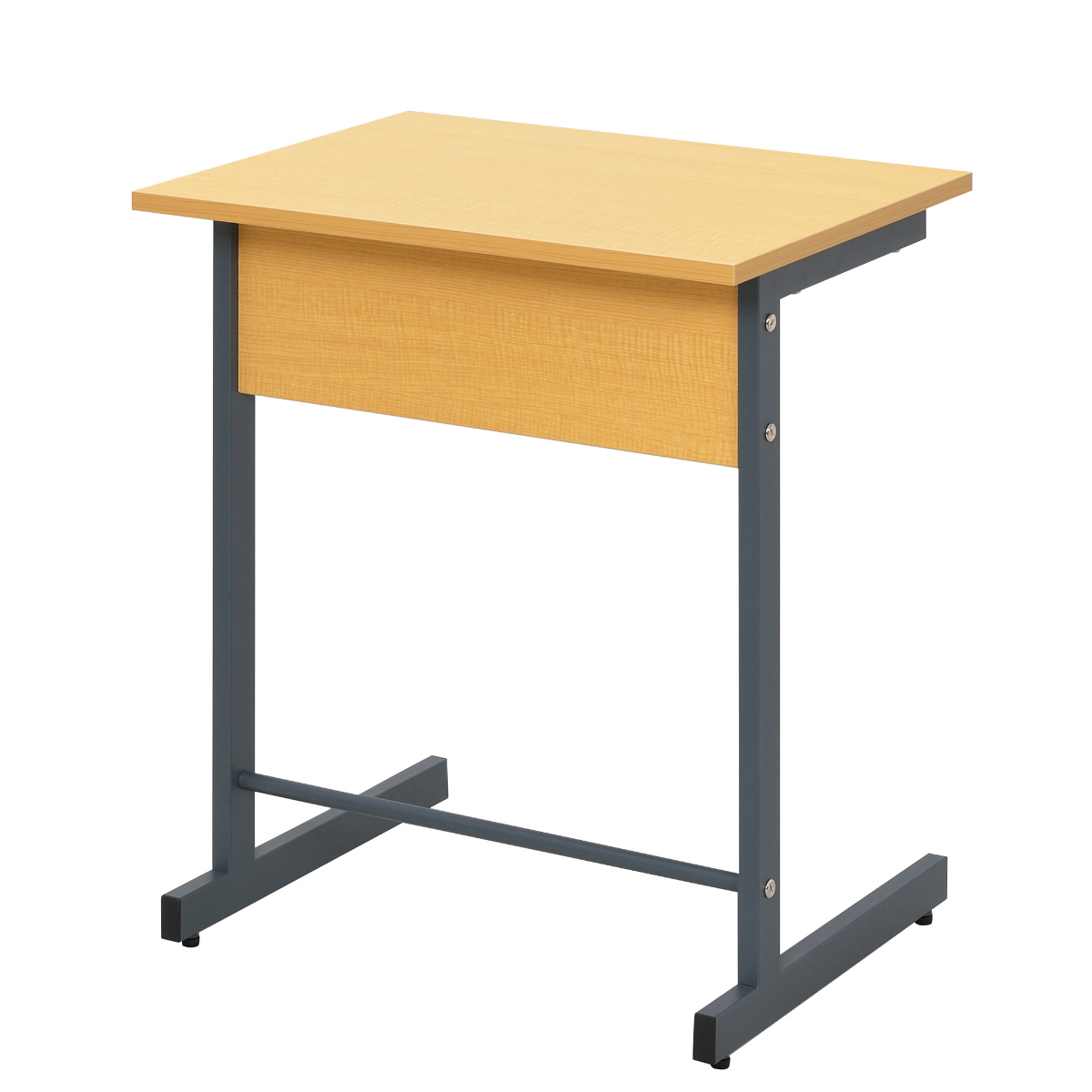 デスク 幅60cm スモール 研修用デスク パソコンデスク 棚付き L字脚 1人用 ( 法人限定 研修 学習 机 つくえ 収納棚 フック付き 天板 滑りにくい 講習 勉強会 塾 学校 学習塾 セミナー オフィス 会社 アジャスター付き ) 【ナチュラル】 ナチュラル