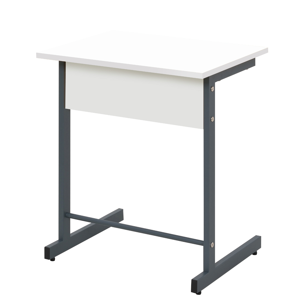 デスク 幅60cm スモール 研修用デスク パソコンデスク 棚付き L字脚 1人用 ( 法人限定 研修 学習 机 つくえ 収納棚 フック付き 天板 滑りにくい 講習 勉強会 塾 学校 学習塾 セミナー オフィス 会社 アジャスター付き ) 【ホワイト】 ホワイト