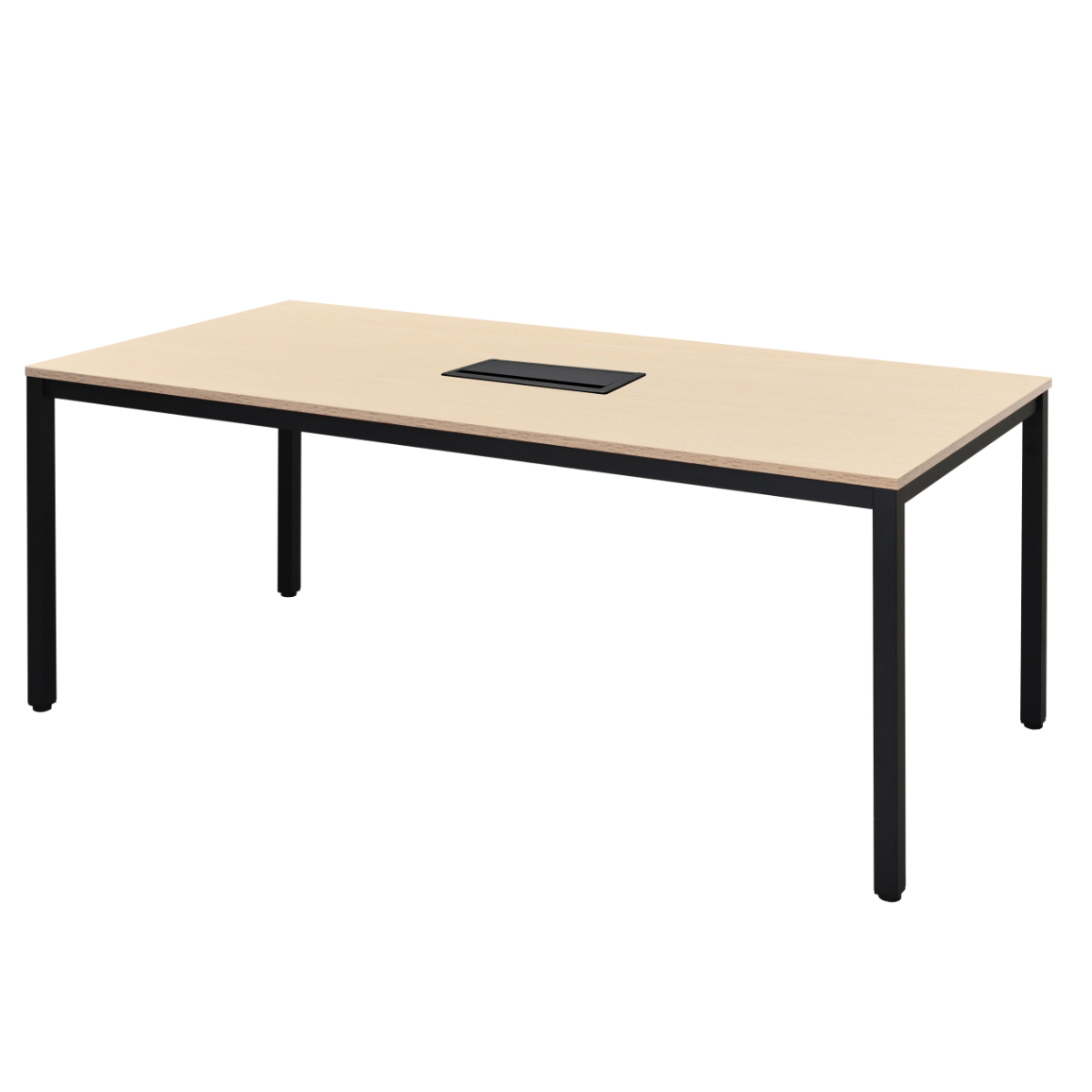 ミーティングテーブル 幅180cm 配線ボックス付き 幅広 ( 法人限定 デスク オフィスデスク 会議テーブル 配線ボックス 会議机 打ち合わせ ミーティング 机 6~8名 ワークスペース 丈夫 オフィス オフィス家具 傷に強い ) 【ナチュラル】 ナチュラル