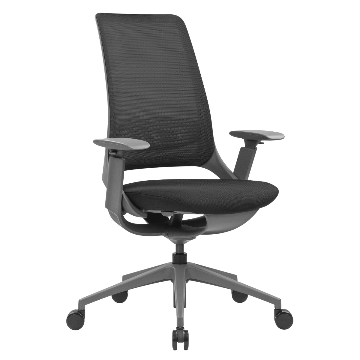 オフィスチェア 座面高 45.5~54cm 肘掛け付き ハグチェア ( 法人限定 ワークチェア パソコンチェア ロッキング機能 高さ調節 可動式アームレスト メッシュ ランバーサポート 学習椅子 勉強椅子 イス 椅子 オフィス キャスター付き ) 【グレー】 グレー