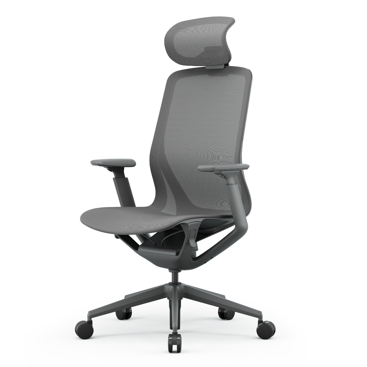 オフィスチェア 座面高45.5~52cm アリア 肘掛け付き ヘッドレスト付き リクライニング フルメッシュ ( 法人限定 パソコンチェア ロッキング機能 高さ調節 ワークチェア 可動式アームレスト デスクチェア PCチェア 会社 オフィス ) 【ダークグレー】 ダークグレー
