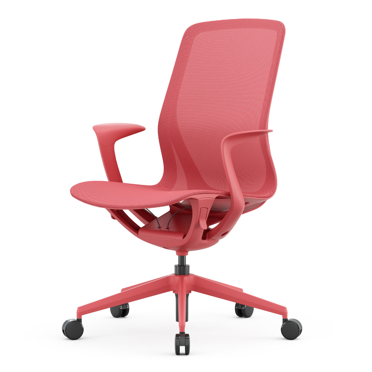 オフィスチェア 座面高44~50.5cm アリア ライト 肘掛け付き リクライニング フルメッシュ ( 法人限定 パソコンチェア ロッキング機能 高さ調節 オフィス ワークチェア アームレスト デスクチェア PCチェア イス 椅子 事務 会社 ) 【コーラルレッド】 コーラルレッド