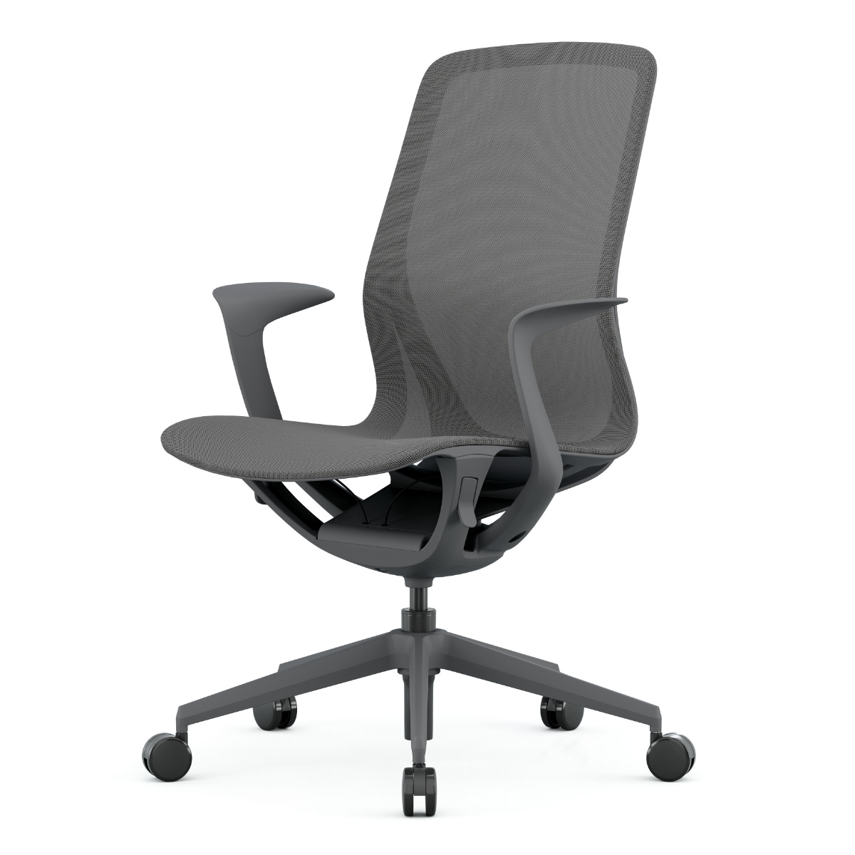 オフィスチェア 座面高44~50.5cm アリア ライト 肘掛け付き リクライニング フルメッシュ ( 法人限定 パソコンチェア ロッキング機能 高さ調節 オフィス ワークチェア アームレスト デスクチェア PCチェア イス 椅子 事務 会社 ) 【ダークグレー】 ダークグレー