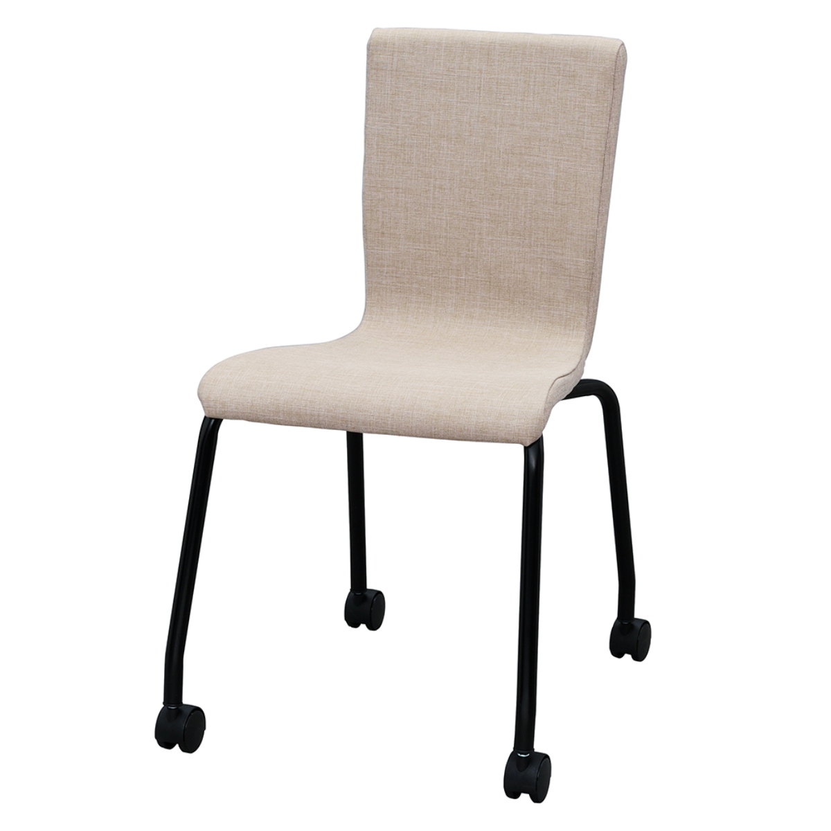 オフィスチェア 座面高45.5cm ファブリック キャスター付き スタッキング ( 法人限定 ミーティングチェア チェア イス 椅子 積み重ね 会議椅子 完成品 会議用 会社 オフィス 休憩スペース 事務椅子 ウレタン スタッキングチェア ) 【ベージュ】 ベージュ