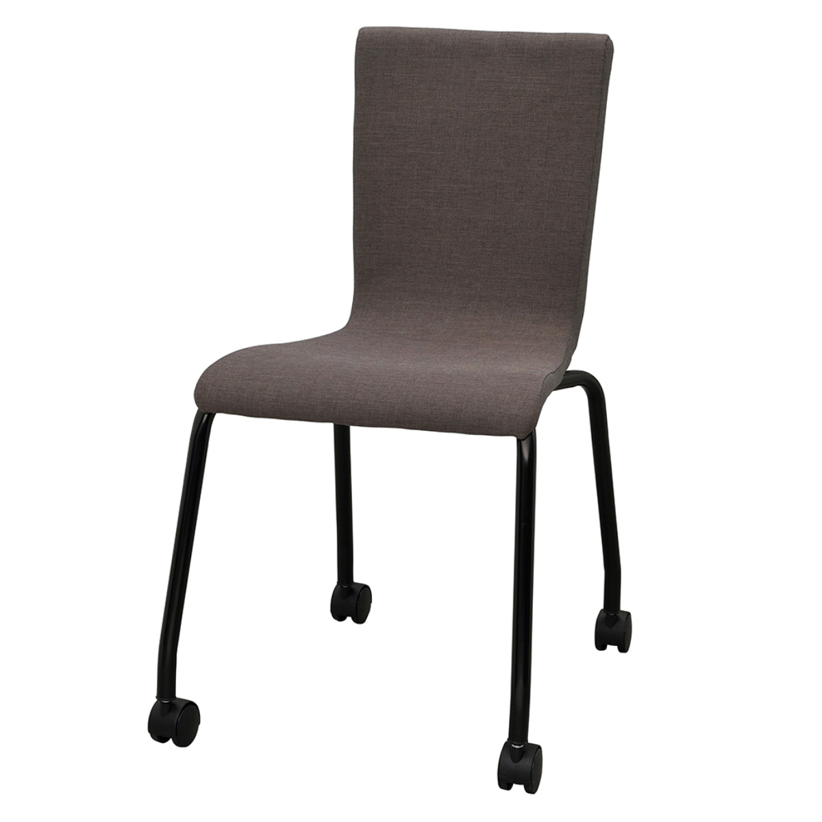 オフィスチェア 同色4脚セット 座面高45.5cm ファブリック キャスター付き スタッキング ( 法人限定 ミーティングチェア チェア イス 椅子 会議椅子 完成品 積み重ね 会議用 会社 オフィス 休憩スペース 事務椅子 ウレタン ) 【ブラウン】 ブラウン