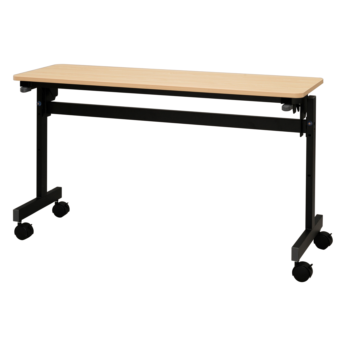 フォールディングテーブル 幅120cm 奥行き40cm キャスター付き 折りたたみ ( 法人限定 テーブル 長机 スタッキング 会議机 ミーティングテーブル シンプル デスク ワークテーブル オフィステーブル 会議室 机 会議テーブル 会社 ) 【ナチュラル】 ナチュラル