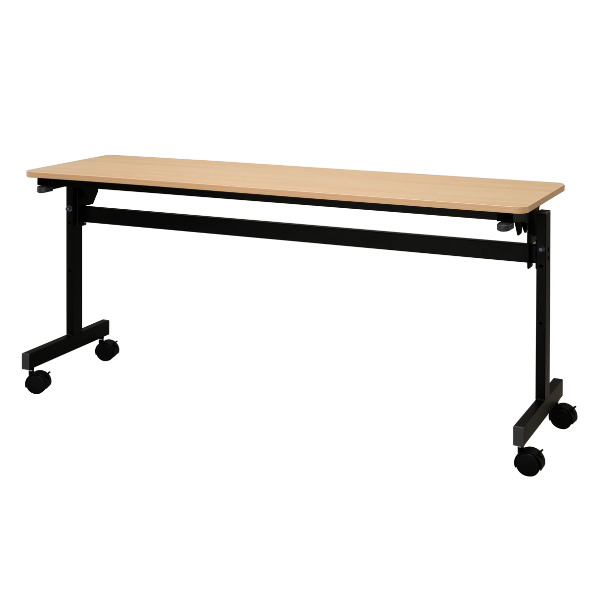 フォールディングテーブル 幅150cm 奥行き45cm キャスター付き 折りたたみ ( 法人限定 テーブル 長机 スタッキング 会議机 ミーティングテーブル シンプル デスク ワークテーブル オフィステーブル 会議室 机 会議テーブル 会社 ) 【ナチュラル】 ナチュラル