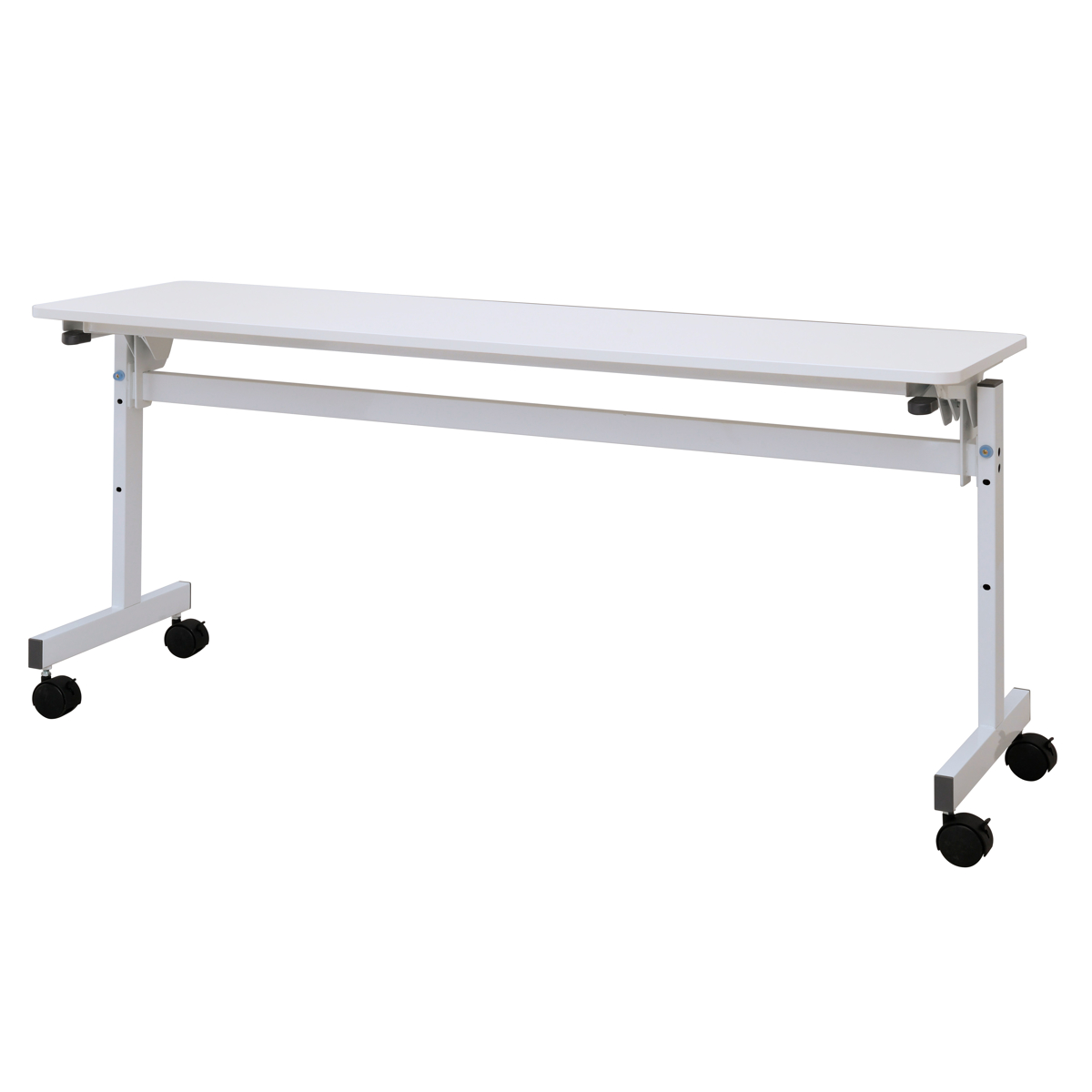 フォールディングテーブル 幅150cm 奥行き45cm キャスター付き 折りたたみ ( 法人限定 テーブル 長机 スタッキング 会議机 ミーティングテーブル シンプル デスク ワークテーブル オフィステーブル 会議室 机 会議テーブル 会社 ) 【ホワイト】 ホワイト