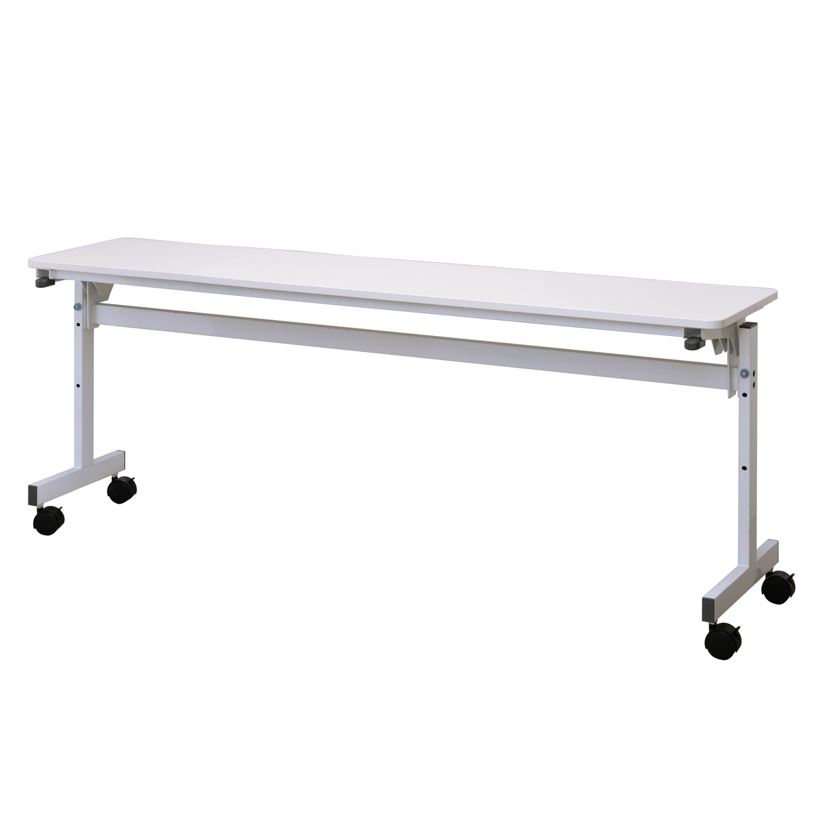 フォールディングテーブル 幅180cm 奥行き40cm キャスター付き 折りたたみ ( 法人限定 テーブル 長机 スタッキング 会議机 ミーティングテーブル シンプル デスク ワークテーブル オフィステーブル 会議室 机 会議テーブル 会社 ) 【ホワイト】 ホワイト