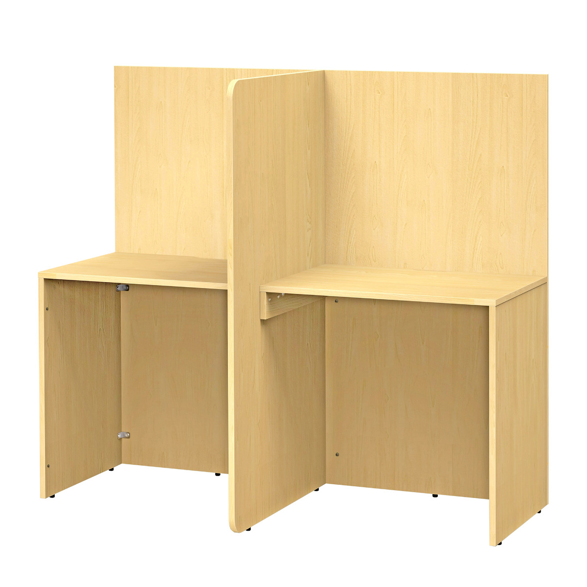 パーソナルブース T型 幅141.8cm PCデスク ( 法人限定 集中 スペース ブース 机 デスク 個別 ワークスペース パーテーション コンパクト 仕切り 2人用 配線用切り欠き パーソナル テレワーク 在宅ワーク オフィスデスク 塾 )