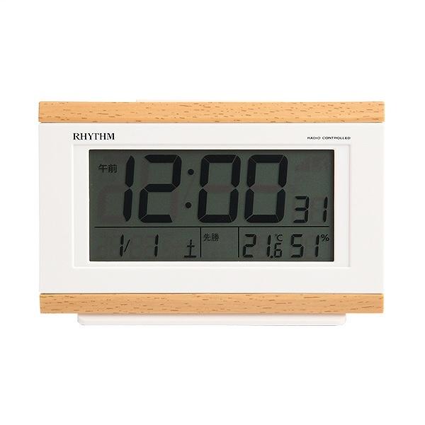 天然木製 デジタル 目覚まし 置き時計 室温 湿度表示