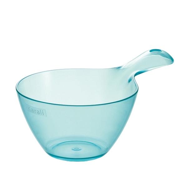 手桶 karali カラリ ( 風呂おけ 湯桶 クリア 洗面器 風呂桶 手おけ 透明 くすみカラー ハンディボール 速乾 通気性 かびにくい 壁掛け フック 軽い 丈夫 収納 ) 【アクアブルー】 アクアブルー