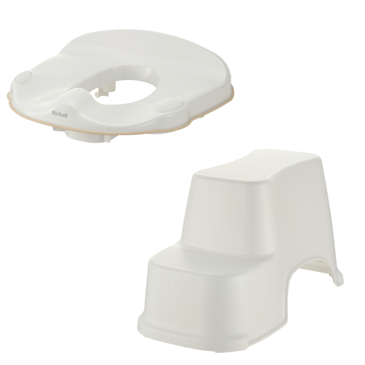 補助便座 トイレサポートステップ スリム リッチェル 2点セット ( 踏台 トイトレ 補助 便座 トイレトレーニング トイレ 練習 踏み台 子供 子ども用 シンプル ステップ 省スペース )