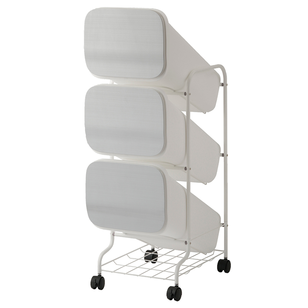 ゴミ箱 3段 Nスムース スタンドダストボックス ( ごみ箱 19L×3 ふた付き ダストボックス 分別ごみ箱 キャスター付き 縦型 20リットル 3個 フタ付 前開き キッチン スリム 蓋付き くずかご たて型 収納 ダストBOX ) 【メタル】 メタル