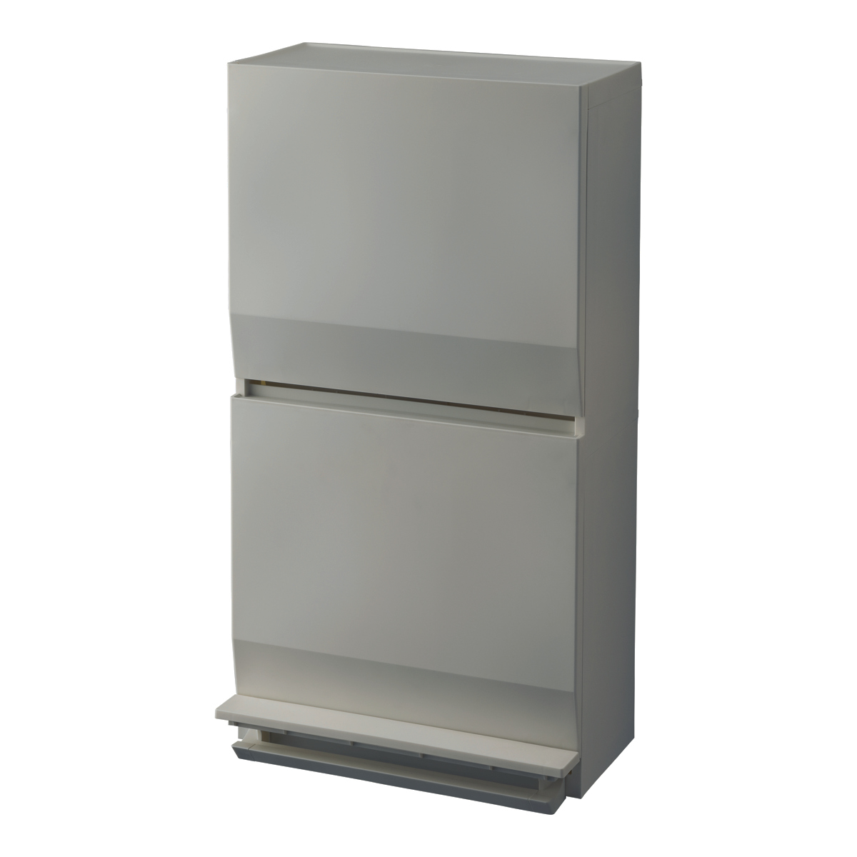 ゴミ箱 SOLOW 通路で使えるペダル分別ストッカー 45L 2段 ( ごみ箱 45リットル ソロウ ペダル式 フラップ式 ふた付き 分別 キャスター付き スリム 幅45 キッチン 角型 ホワイト ブラック シンプル おしゃれ ) 【グレー】 グレー