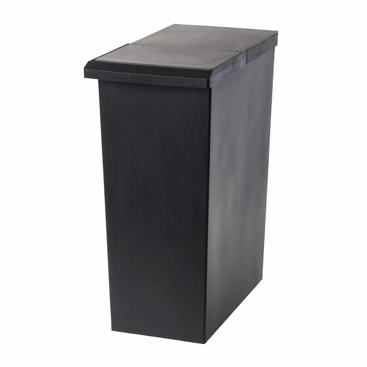 SOLOW 棚下で使える スリムダストボックス レバーオープン30L ( ごみ箱 30リットル ソロウ ダストボックス 棚下 OK 分別 ふた付き おしゃれ シンプル スリム フラップオープン キャスター付き 袋 見えない ) 【ブラック】 ブラック