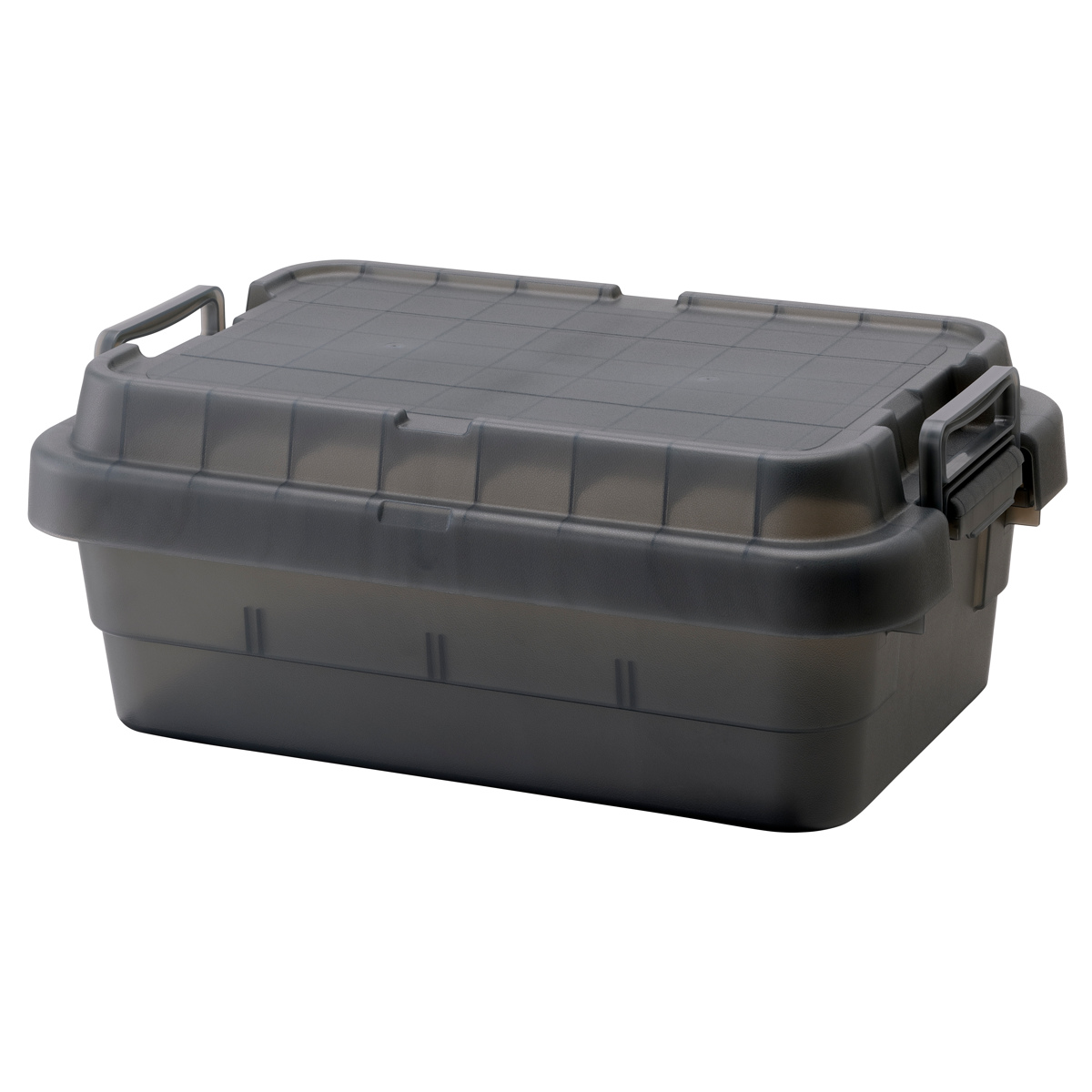 収納ボックス 幅60×奥行39×高さ24cm トランクカーゴ スタッキング クリアタイプ 30L TC-50S LOW ( リス 座れる 収納ケース 収納 ボックス 頑丈箱 フタ付き ケース ストック ストッカー プラスチック 持ち手付き 日本製 コンテナ ) 【クリアブラック】 クリアブラック