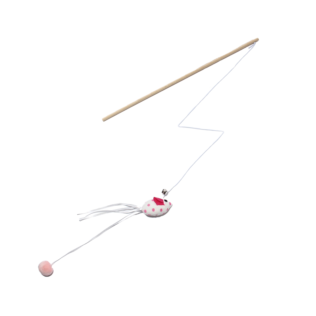 猫用おもちゃ ループ ロッディーズ ( ねこじゃらし 猫用 ペット用 ペットおもちゃ 釣り竿 遊び 運動不足 ペットトイ 運動 室内遊び ストレス発散 ペット用品 鈴付き 鈴 ) 【ベイビーマウスドットピンク】 ベイビーマウスドットピンク