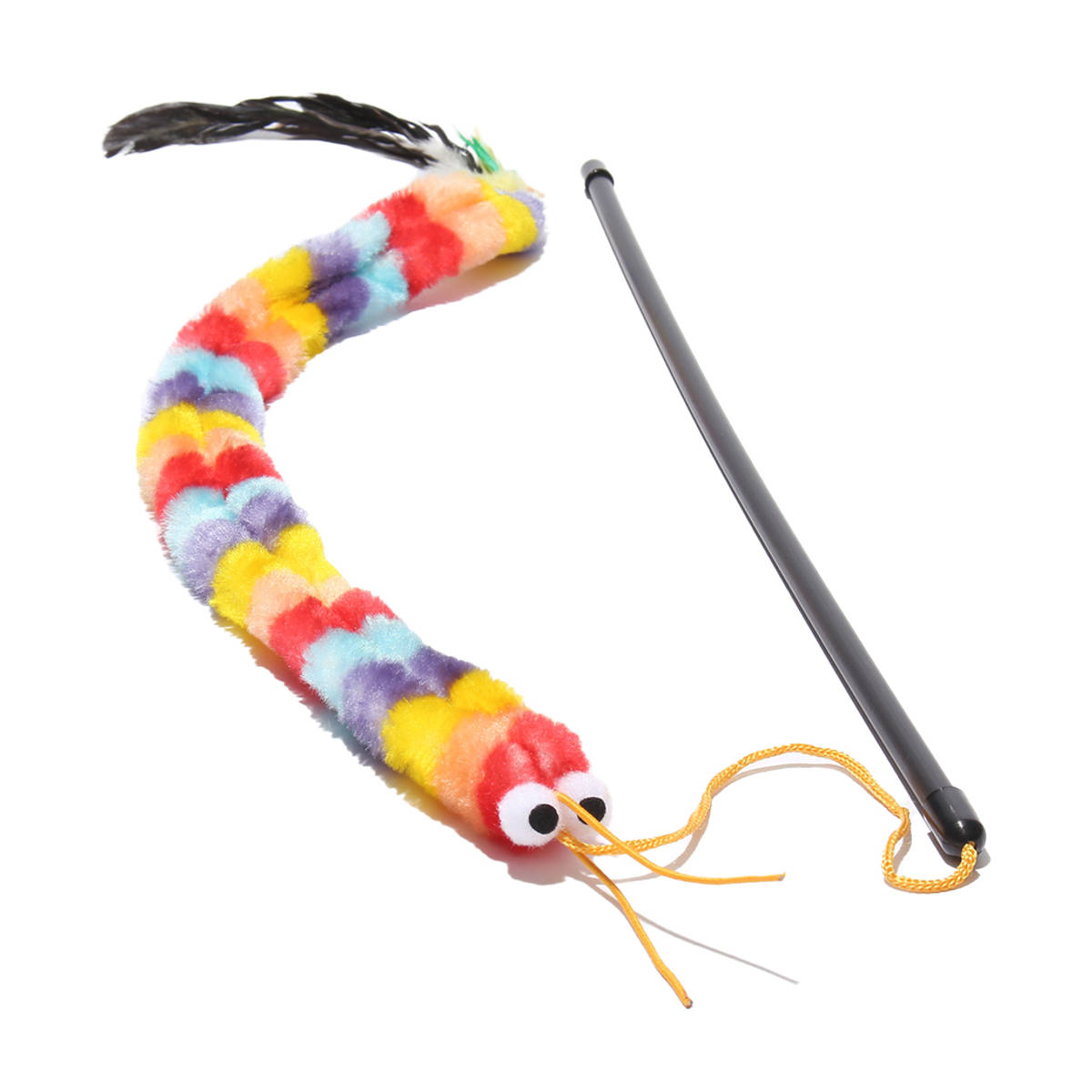 猫用おもちゃ ループ ロッディーズ ( ねこじゃらし 猫用 ペット用 ペットおもちゃ 釣り竿 遊び 運動不足 レインボー シマシマ柄 カラフル ペットトイ 運動 室内遊び ストレス発散 ペット用品 鈴無し )