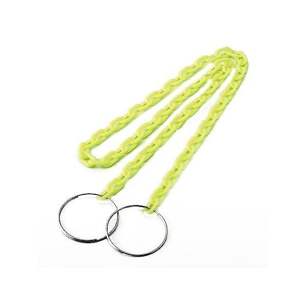 蛍光色チェーンバー 2m 蛍光グリーン リング付 ( プラチェーン チェイン 工事 カラーコーン用 )