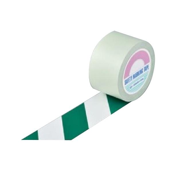 ガードテープ 白×緑 75mm幅 100m テープ 日本製 （ 安全 区域 標示 粘着テープ 区画整理 線引き ライン引き 室内 床 対応 専用 ） - 1