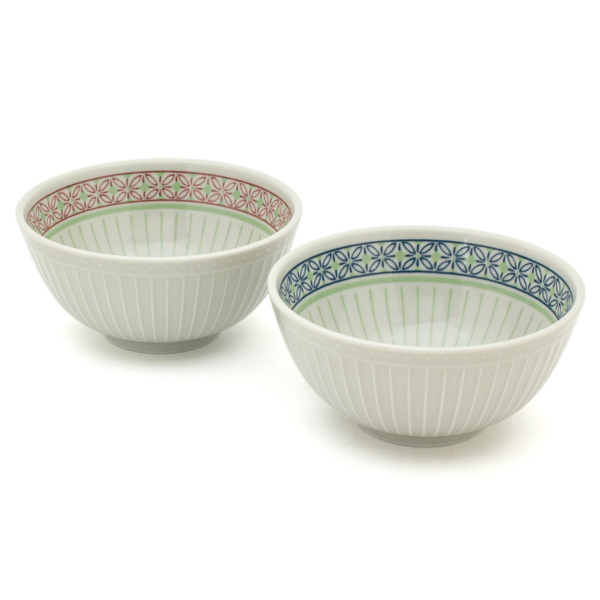 麺鉢 ペアヌードルセット ( 16cm 2個セット 食洗機対応 電子レンジ対応 磁器 美濃焼 ボウル 鉢 器 うつわ うどん そば ペアセット 食器 日本製 七宝つなぎ文様 縁起が良い 十草模様 和モダン おしゃれ )