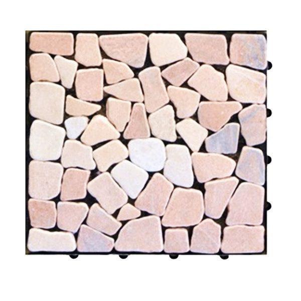 【在庫処分特価】 ジョイントタイル 天然石 ジョイントマット 1枚 30.5×30.5cm ( 園芸用品 ジョイント タイル ベランダタイル 天然石マット ガーデニング 石畳み 風 石 パネル 石タイル エントランス テラス バルコニー 玄関 庭 ) 【サクラピンク】 サクラピンク