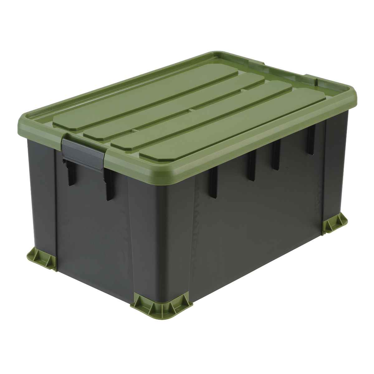 収納ボックス Nタフコンプラス ATCP-53-30 フタ付き 幅39×奥行53×高さ30cm ( 収納ケース 頑丈 収納 工具箱 コンテナ 丈夫 積み重ね ロック付き 日本製 屋外 スタッキング プラスチック ボックス ケース BOX アウトドア 小物 )