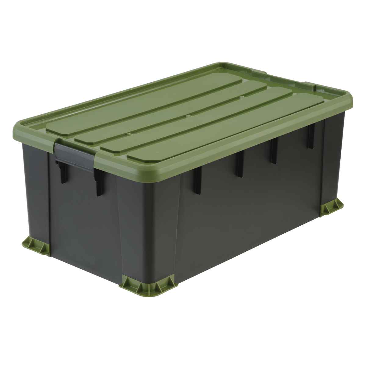 収納ボックス Nタフコンプラス ATCP-74-30 フタ付き 幅44×奥行74×高さ30cm ( 収納ケース 頑丈 収納 工具箱 コンテナ 丈夫 積み重ね ロック付き 日本製 屋外 スタッキング プラスチック ボックス ケース BOX アウトドア 小物 )