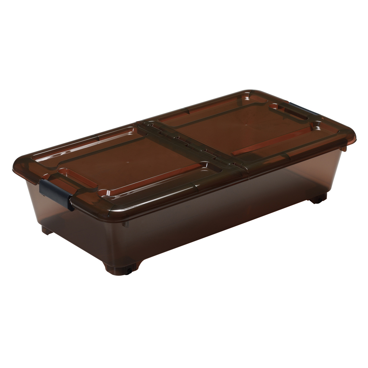 収納ケース ベッド下 収納BOX スモーク 幅40×奥行75×高さ18cm コロ付き ( 収納ボックス 縦置き 横置き プラスチック製 ベッド下収納 フタ付き 浅型 収納 衣類収納 キャスター付き 衣装ケース 押し入れ 押し入れ収納 ) 【ブラウン】 ブラウン