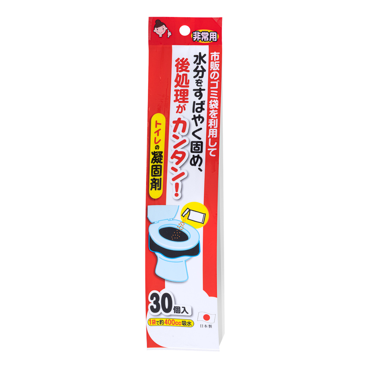 非常用トイレの凝固剤 400ml 30個入 ( 凝固剤のみ 個包装 小分け 30回分 トイレ用 非常時 介護 断水 防災 キャンプ 日本製 使い捨て 簡易 災害 緊急用 アウトドア 介護用品 防災用品 )