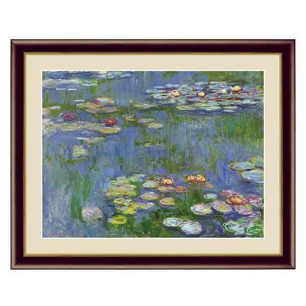 絵画 『睡蓮』 42×52cm モネ 1916年 額入り 巧芸画 インテリア （ 花