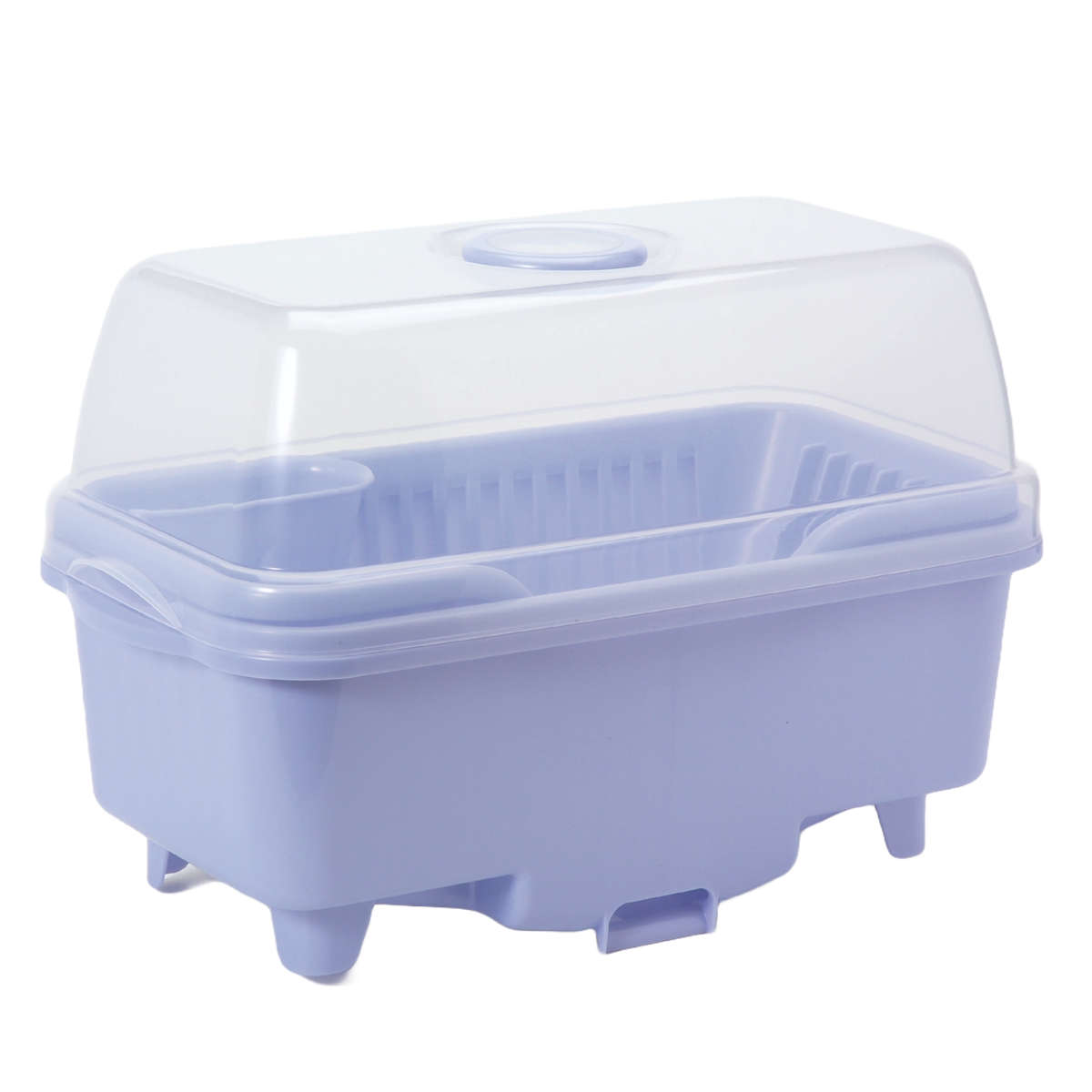 水切りカゴ 皿立て 水切り 流 フード付 中サイズ ( 水切りラック 水切りかご 洗い桶 シンク上 水切りバスケット フード付き フタ付き 蓋 カバー 洗い物 食器 洗い 収納 乾燥 ラック 水が流れる スリム コンパクト カトラリー ) 【パールブルー】 パールブルー