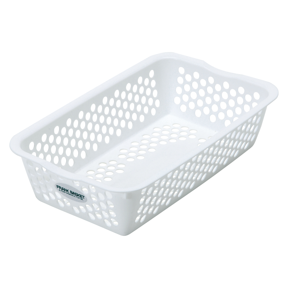 収納ケース バスケット フランクバスケット 小物収納 幅16.3×奥行26.5×高さ6.5cm ( プラスチック 収納 収納ボックス かご カゴ ストッカー 小物入れ 小物 通気性 日本製 リビング キッチン ランドリー ストック 水回り 水周り ) 【ホワイト】 ホワイト