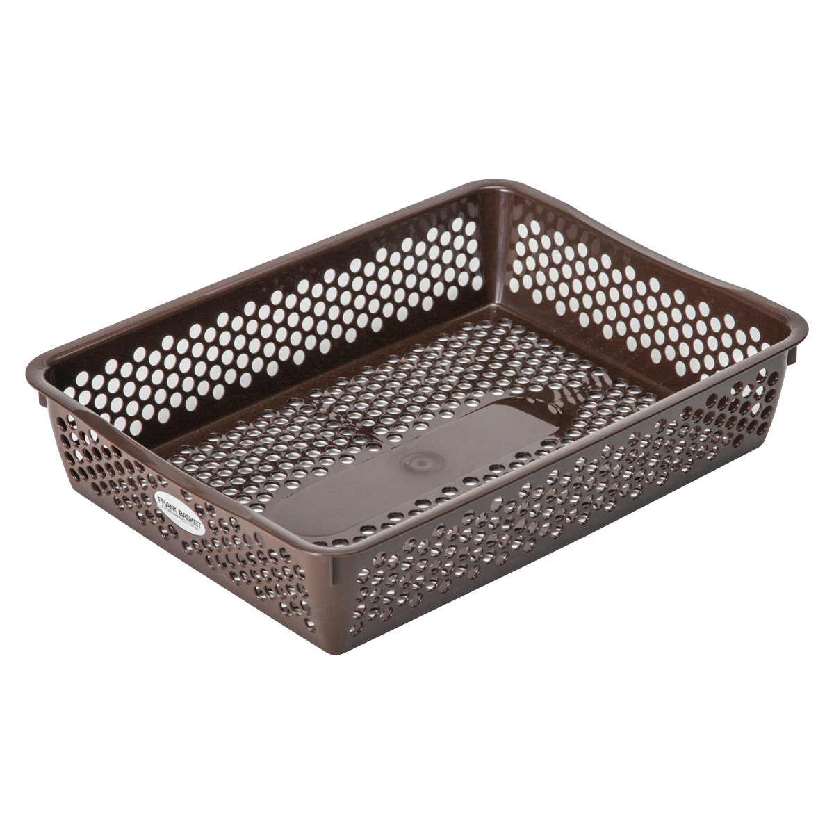 収納ケース バスケット フランクバスケット A4 小物収納 幅26.2×奥行35×高さ7.3cm ( プラスチック 収納 収納ボックス かご カゴ ストッカー 小物入れ 小物 通気性 日本製 リビング キッチン ランドリー ストック デスク 書類入れ ) 【ブラウン】 ブラウン