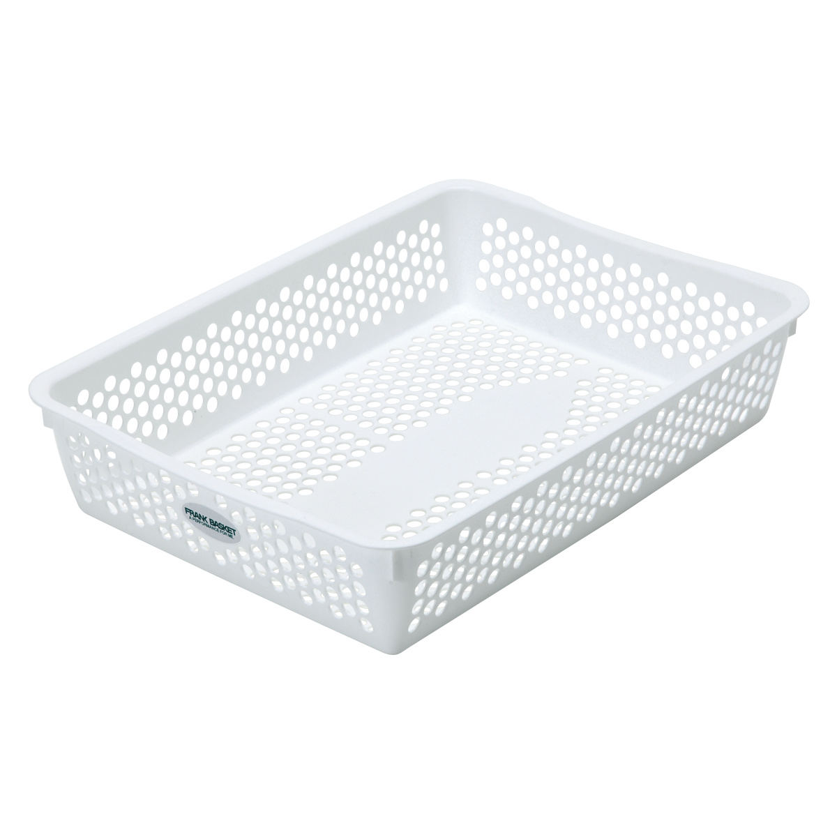 収納ケース バスケット フランクバスケット A4 小物収納 幅26.2×奥行35×高さ7.3cm ( プラスチック 収納 収納ボックス かご カゴ ストッカー 小物入れ 小物 通気性 日本製 リビング キッチン ランドリー ストック デスク 書類入れ ) 【ホワイト】 ホワイト