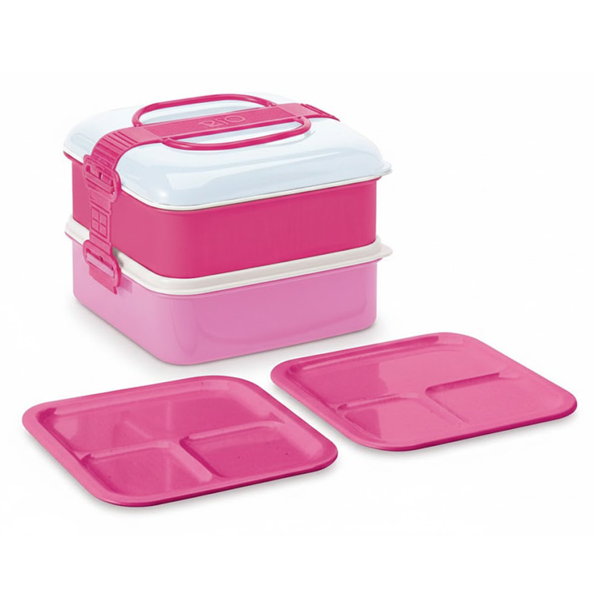 リオパック 2段 ( ランチボックス 行楽弁当箱 ニ段 大容量 3人 4人 弁当箱 ピクニックランチボックス ベルト付き 入れ子式 日本製 )