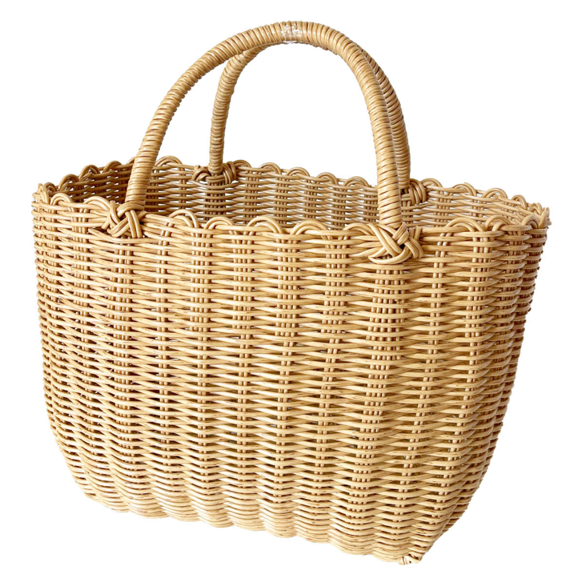 バスケット al.atte 客室用の洗える抗菌湯かごL ナチュラル ( バッグ 鞄 小物入れ カゴバッグ かご トートバッグ 温泉バッグ 銭湯 湯カゴ カゴ 籠 手提げ 丸洗い 抗菌 カバン 天然素材風 プラスチック製 手編み )