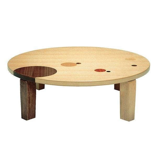 折りたたみテーブル ちゃぶ台 円卓 70cm 丸柄 天然木 折れ脚テーブル