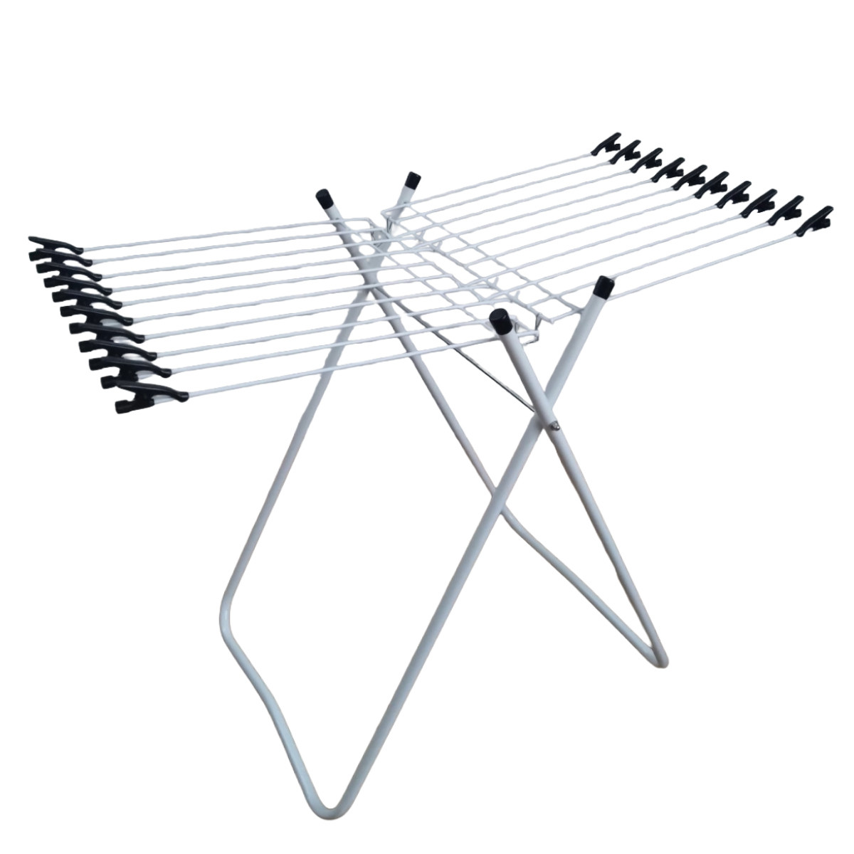 物干し 室内 スタンド物干しE20 DX ( タオル干し 洗濯 スタンド 折りたたみ 省スペース 20枚 タオル 平干し タオルハンガー ハンガーラック クリップ付 フェイスタオル ) 【ホワイト×ブラック】 ホワイト×ブラック