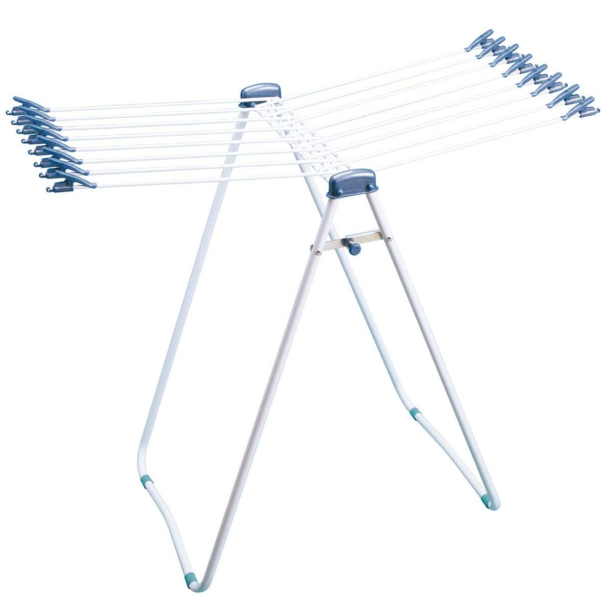物干しスタンド 45 室内物干し クリップ付き 16枚掛け 折りたたみ式 ( スタンド物干 洗濯物干し 物干しハンガー タオル干し 物干し 洗濯 部屋干し 省スペース コンパクト タオル 平干し タオルハンガー ハンガーラック クリップ付 ) 【ブルー】 ブルー