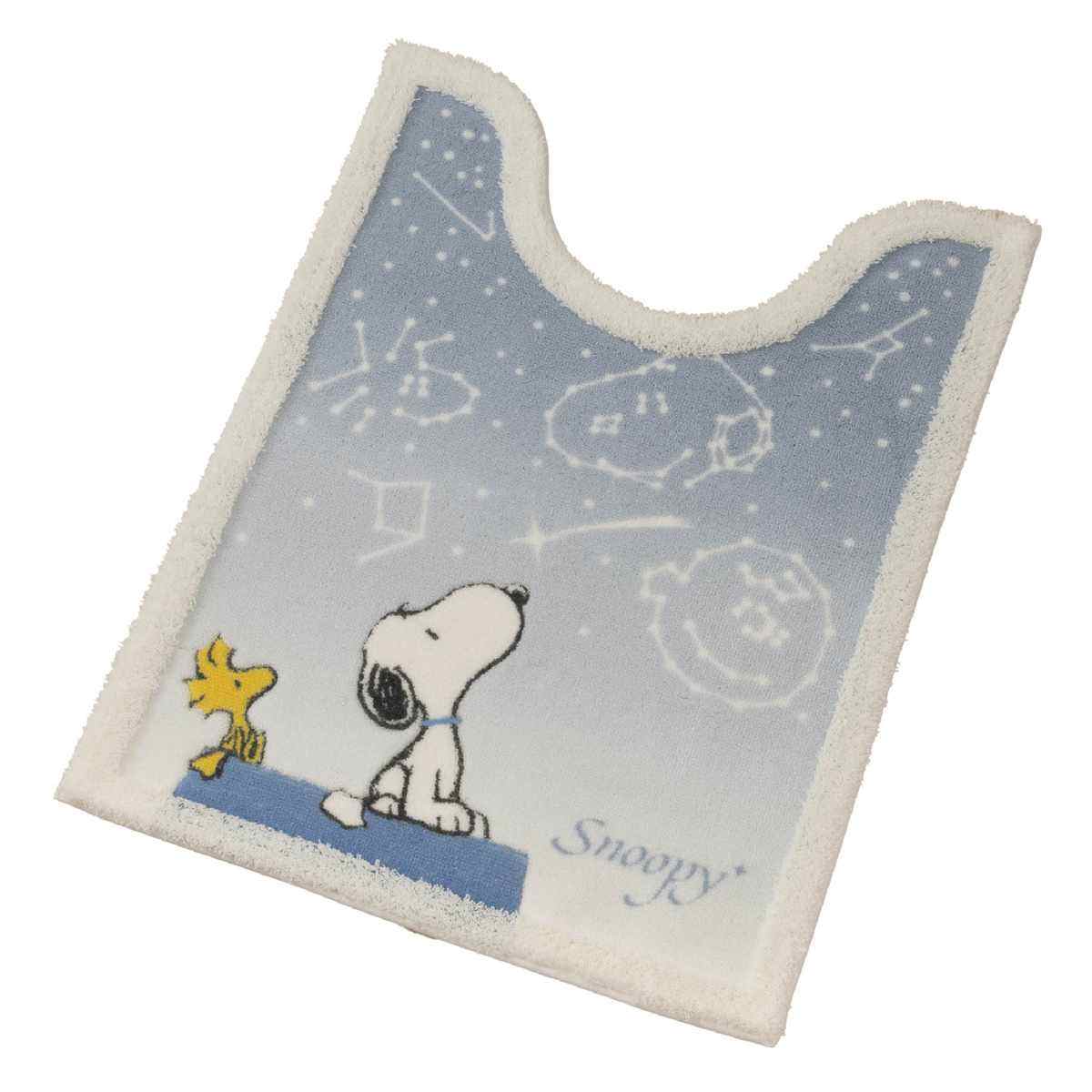 トイレマット スヌーピー 星空スヌーピー ロング 約80×60cm ( トイレ マット 足元マット ロングタイプ すべり止め 抗菌 防臭 SNOOPY 洗濯可 日本製 トイレタリー 滑り止め 洗える 80×60 キャラクター 星空 ブルーグレー ブルー ) 【ブルーグレー】 ブルーグレー