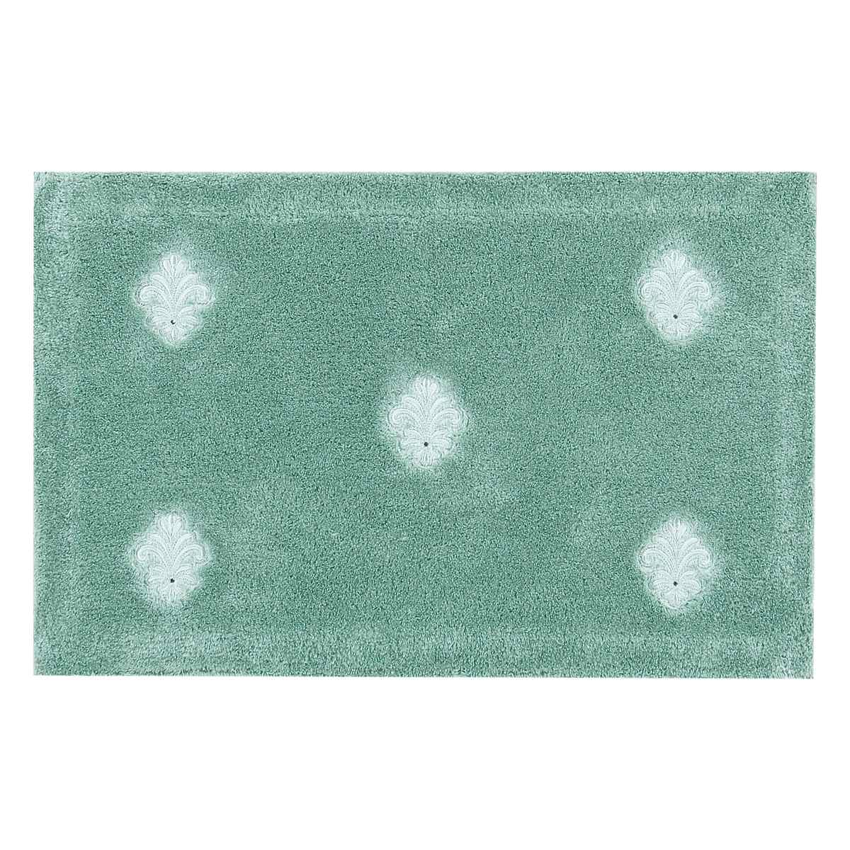 デコール・ミュゼ バスマット エンブレム 約45×70cm ( お風呂マット 足拭きマット 吸水 すべり止め 洗える 刺繍 浴室マット バス マット 45×70 滑り止め 洗濯可 ラインストーン ベージュ グリーン ) 【グリーン】 グリーン