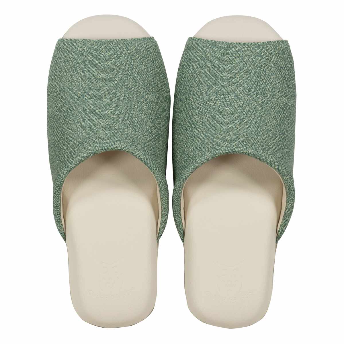 スリッパ クリアセゾン オーベルスリッパ L 約25.0~27.0cm ( 来客用 消毒液対応 除菌 アルコール液 お手入れ トイレスリッパ オフィス 店舗 メンズ 拭ける パタパタしにくい 前開き フクロウ ルームシューズ インテリア ) 【グリーン】 グリーン