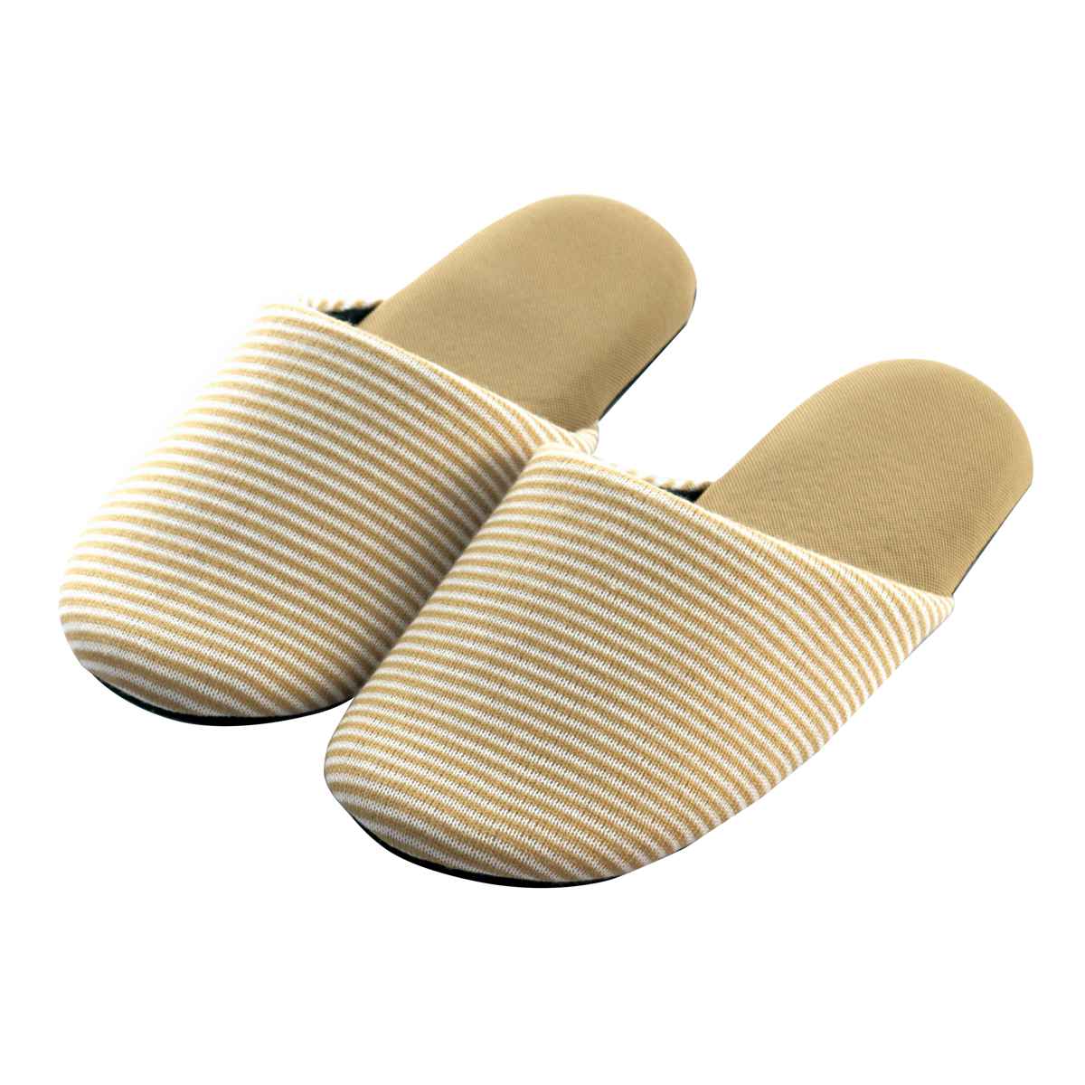 スリッパ ピンボーダースリッパ M 約22.5~24.0cm ( 洗える 室内 来客用 レディース オールシーズン ベーシック ボーダー ニット編み ルームスリッパ トイレ インテリア雑貨 自宅 室内用 ) 【ベージュ】 ベージュ