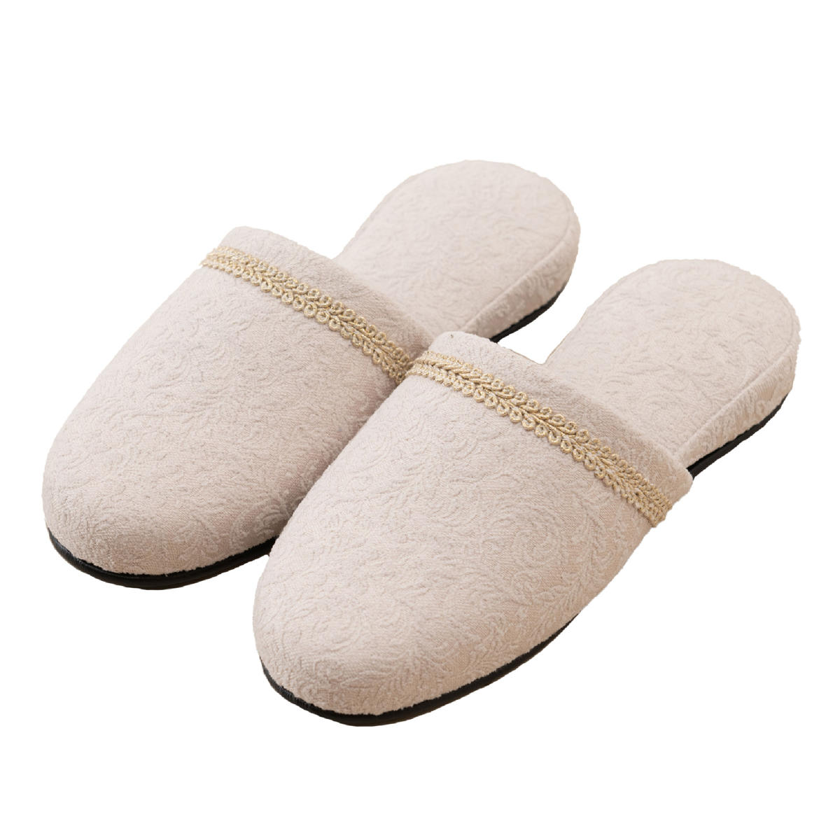 スリッパ ピュタリア M 約23.5~25.0cm ( 室内 来客用 上品 エレガント レディース オールシーズン ベーシック ルームスリッパ トイレ インテリア雑貨 自宅 室内用 ネイルサロン サロン 医院 ) 【ベージュ】 ベージュ