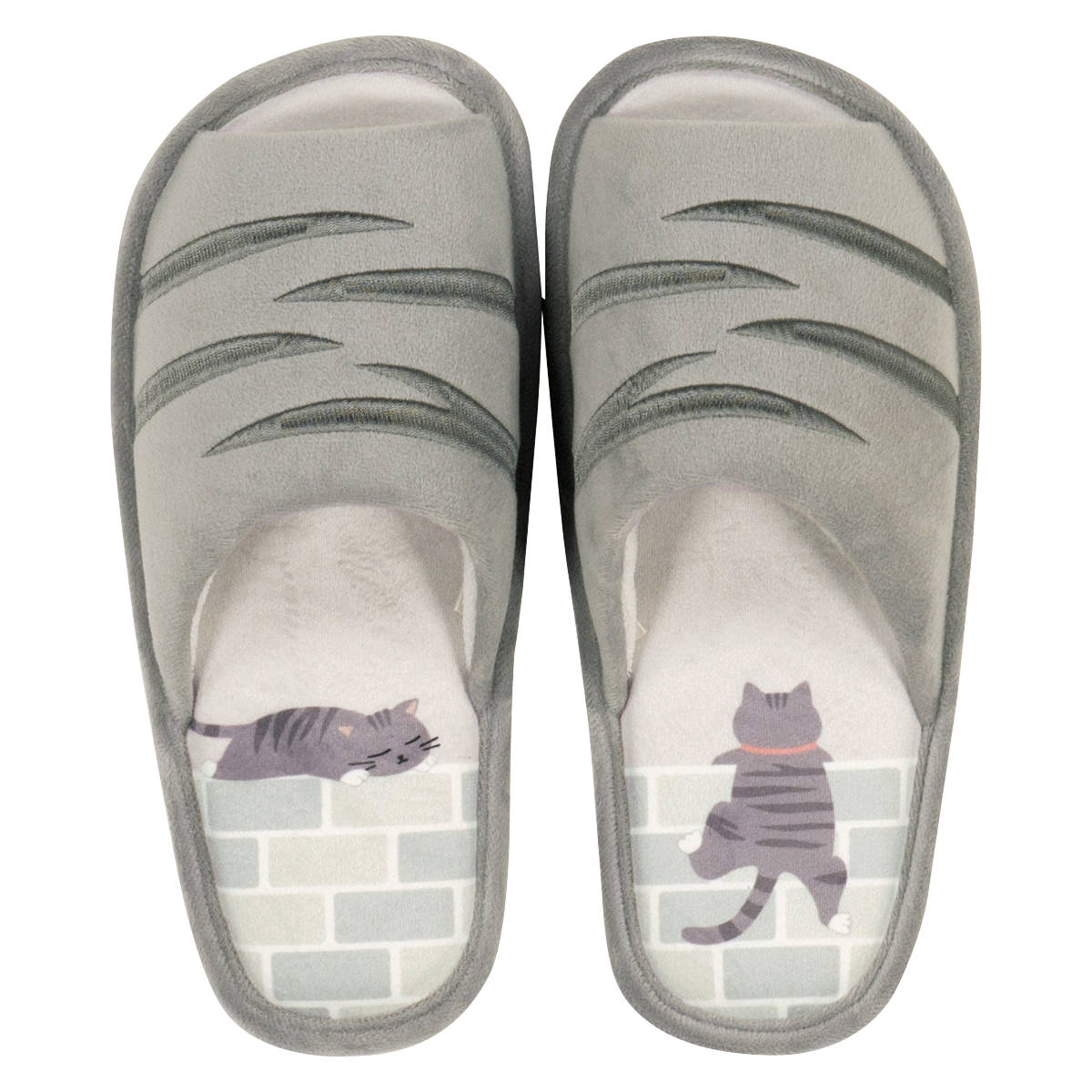 トイレスリッパ フリーサイズ ネコ柄 サバ ( スリッパ トイレ用スリッパ 前開き ネコ 猫 サバトラ かわいい トイレタリー ルームスリッパ 洗える トイレグッズ トイレ用品 )