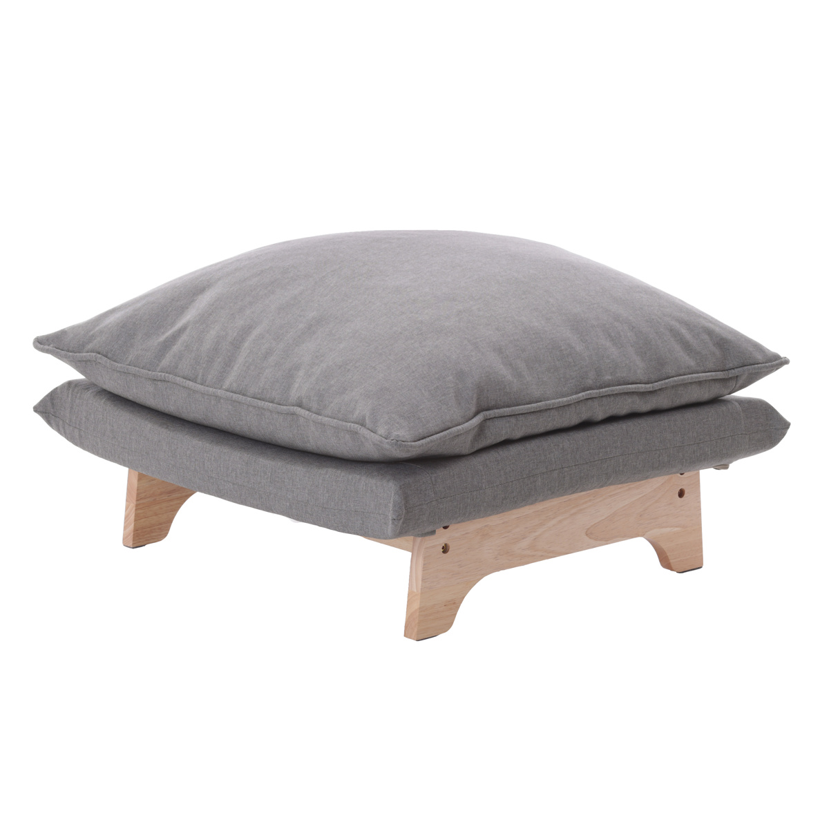 スツール オットマン 高さ43cm 木製脚付 コーデュロイ生地 ダリアン・デニム調生地 ( 1人掛け チェア ワイド 椅子 天然木 フレーム ファブリック 北欧 ナチュラル ) 【アッシュグレー】 アッシュグレー