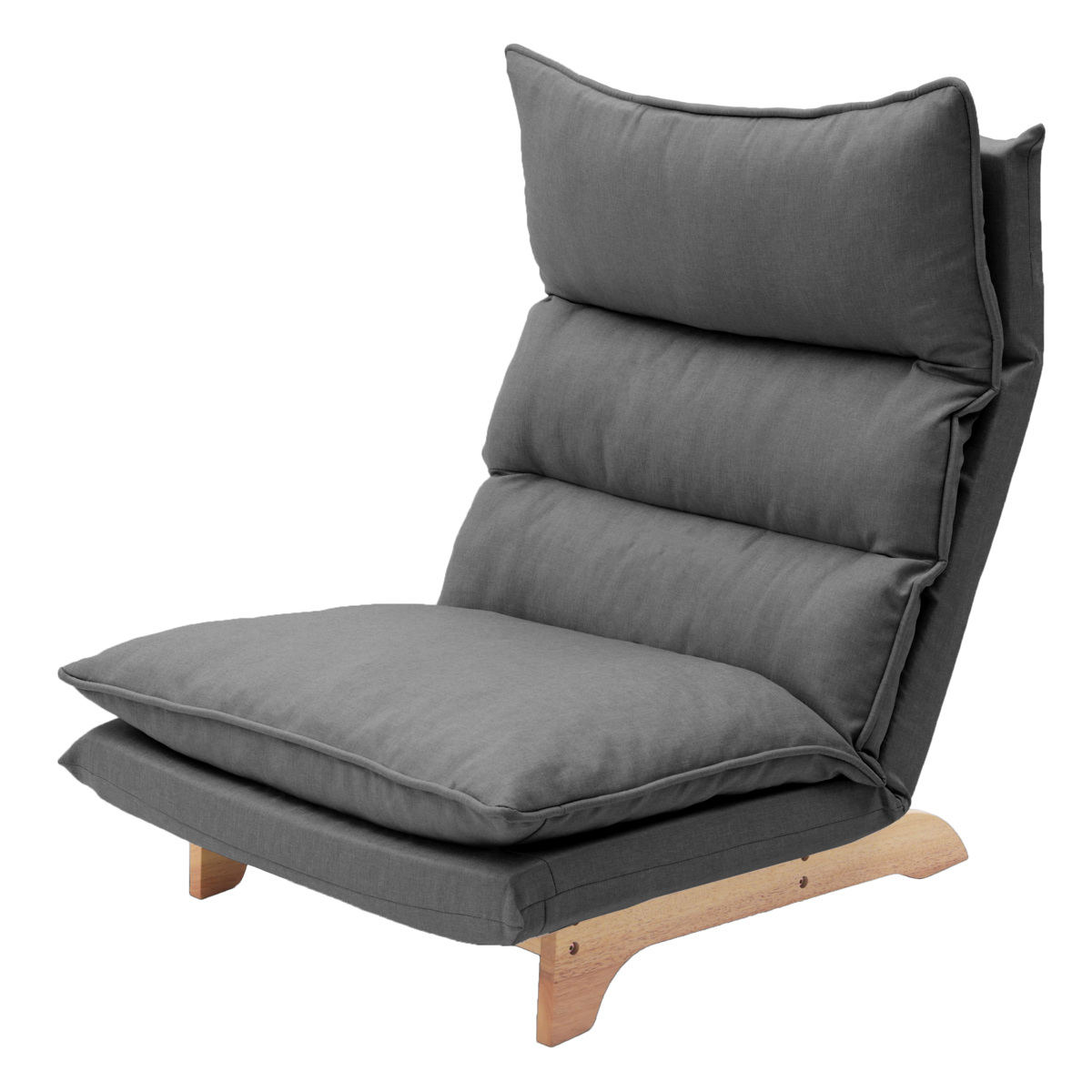 座椅子 ハイバック 1人掛け リクライニング リラックスチェア コーデュロイ生地 ダリアン・デニム調生地 ( ソファ ローソファ フロアチェア 天然木 フレーム ファブリック 北欧 ナチュラル ) 【アッシュグレー】 アッシュグレー