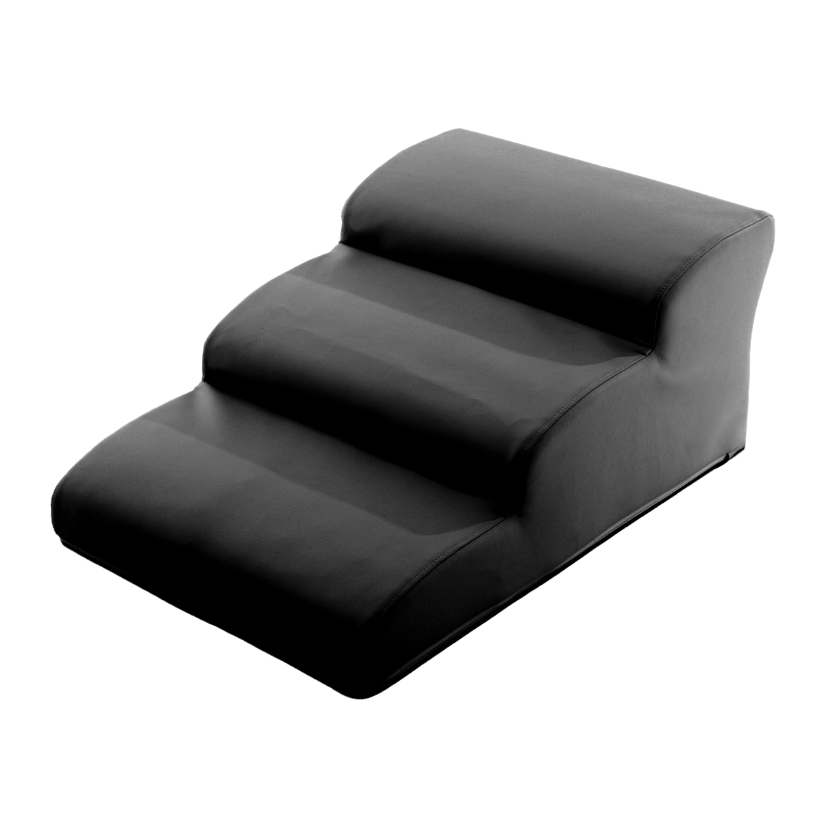 ドッグステップ ワイド 3段 小型犬用 階段型ソファ ( ペットソファ ペット ステップ スロープ クッション シンプル 無地 PVC生地 レザー調 お手入れ簡単 ) 【ブラック】 ブラック